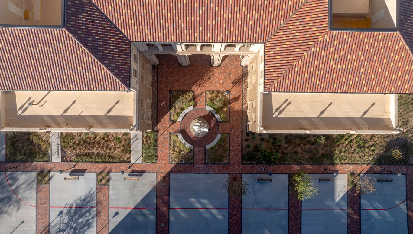 aerial shot of texas tech academic science building