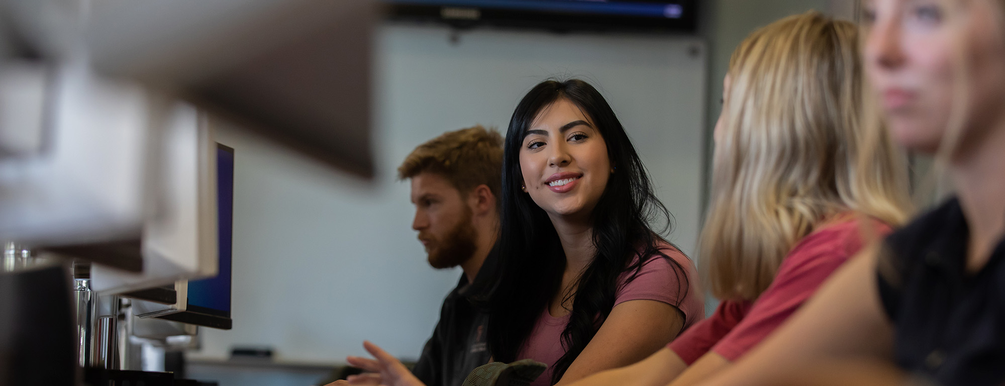 Texas Tech University student at a computer