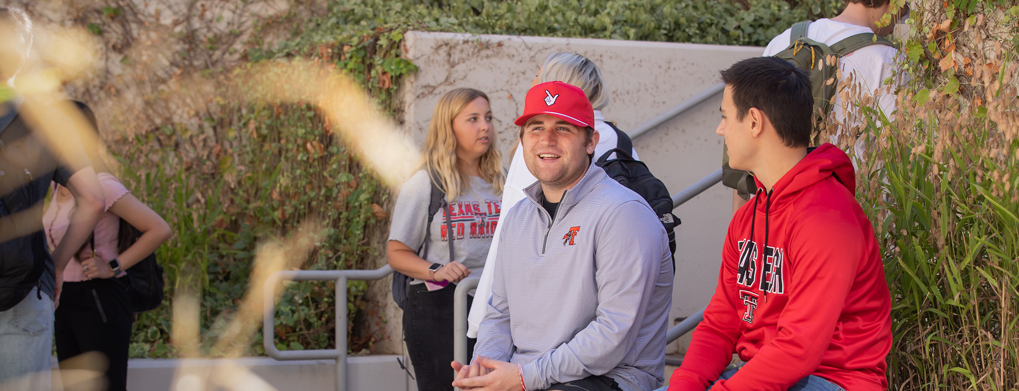 Texas Tech students sitting and talking