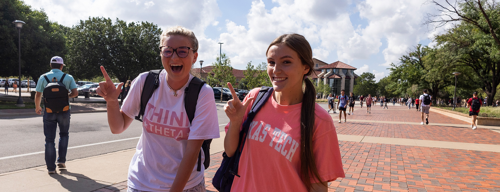 two Texas Tech students on common grounds