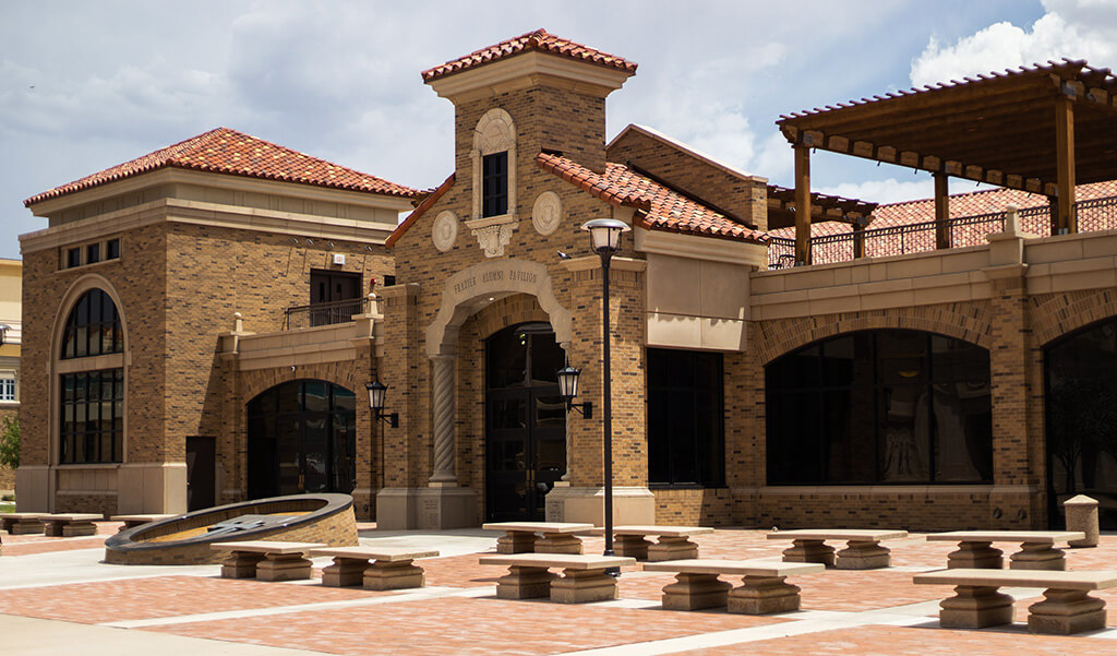 outside entrance of Texas Tech Frazier Alumni Pavilion