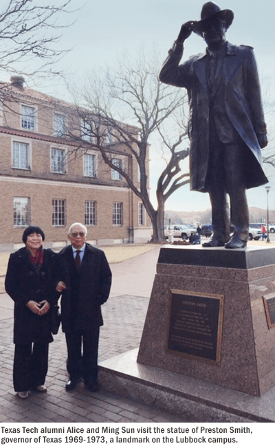 TTU alumni Alice & Ming Sun on TTU campus