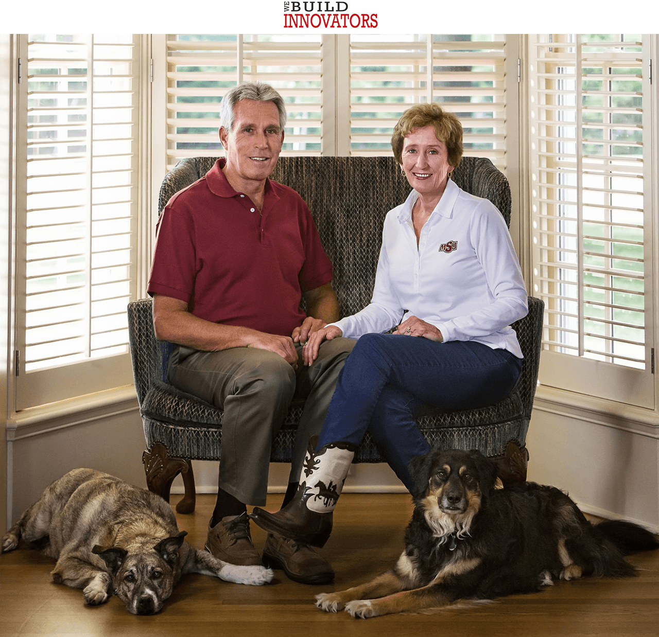 TTU alumna Suzanne Shipley with husband and dogs