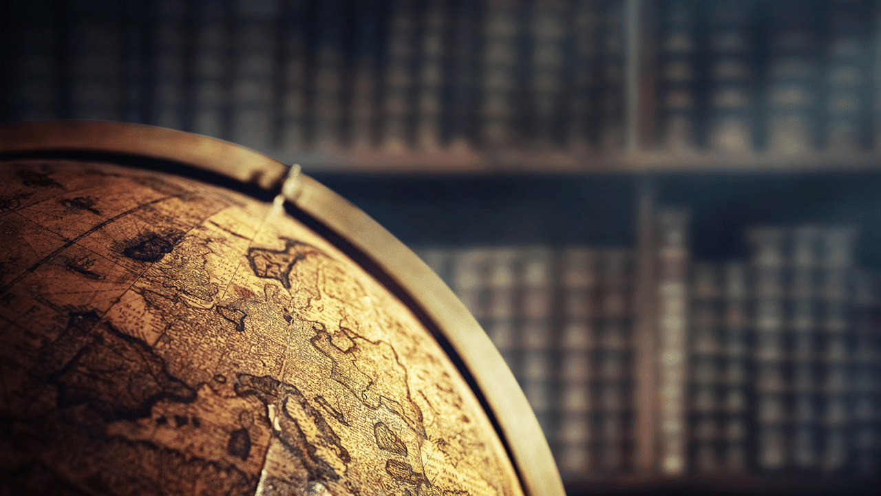 old globe in a library