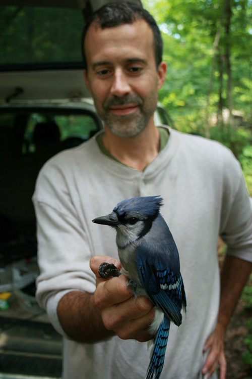 TTU professor Kenneth Schmidt with bluejay