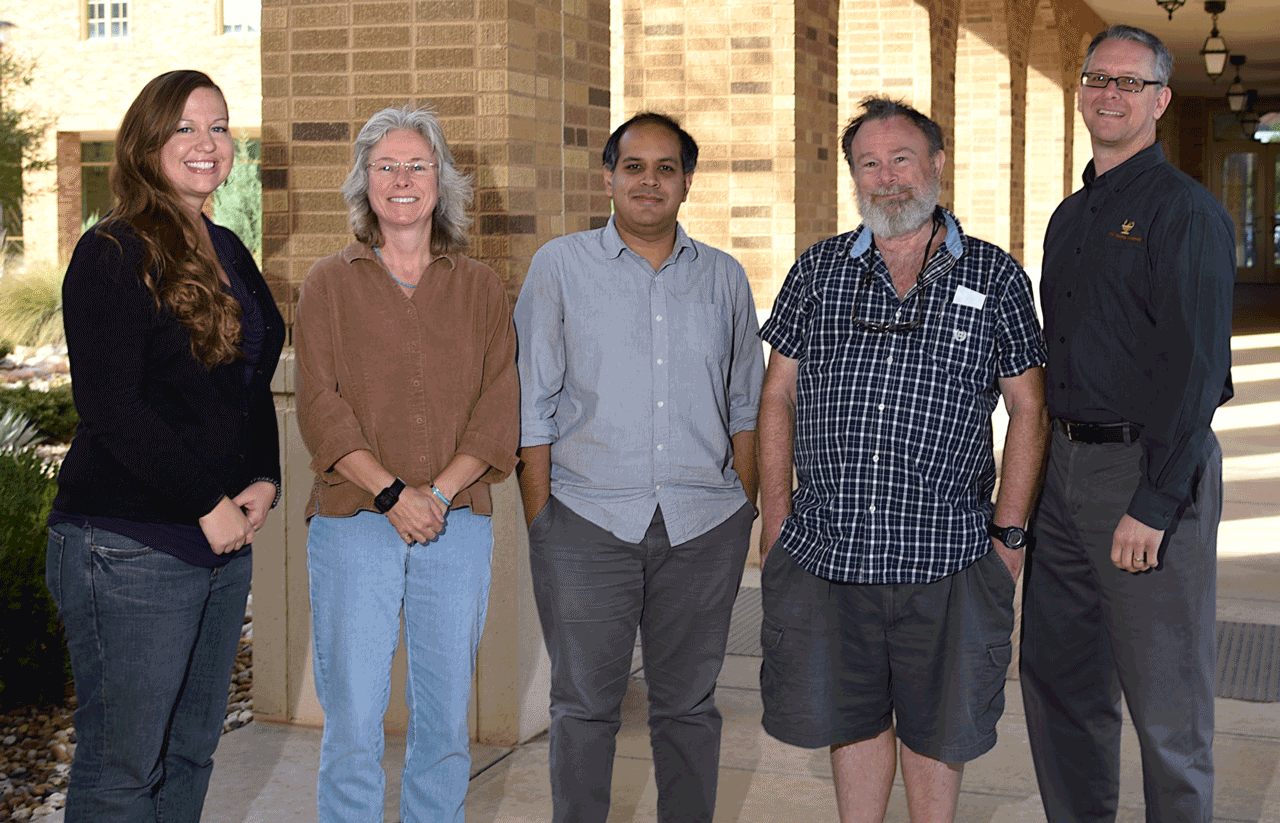 TTU reptile research team (l-r) professors Samantha Kahl, Nancy McIntyre, Carlos Portillo-Quintero, Gad Perry, and Robert Cox