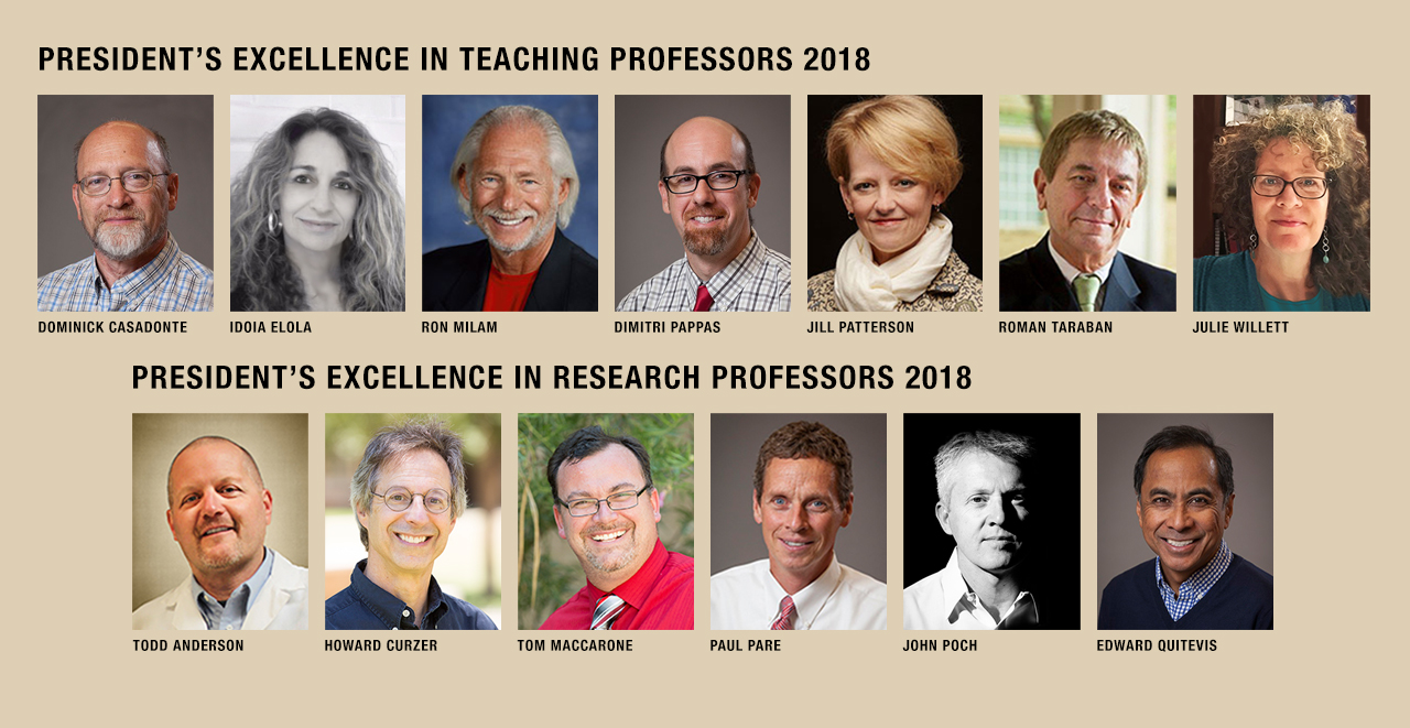 TTU President's Excellence in Teaching Professors and Presidents's Excellence in Research Professors