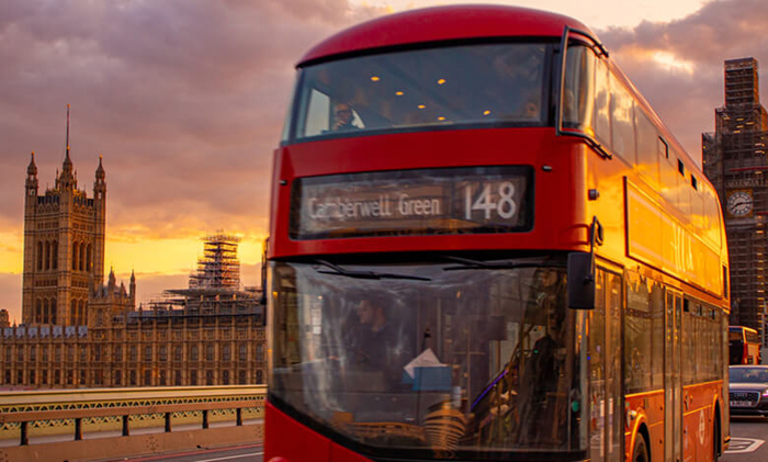 photo of double decker bus in London
