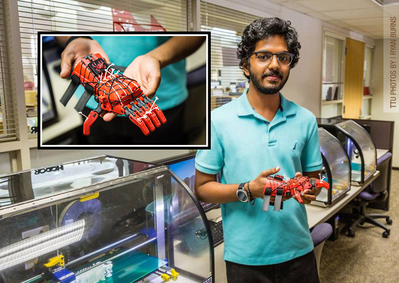 SivaTeja Pati, Undergraduate Biology Major at Texas Tech University, Printed a 3-D Prosthetic Hand for an 8-year-old Boy
