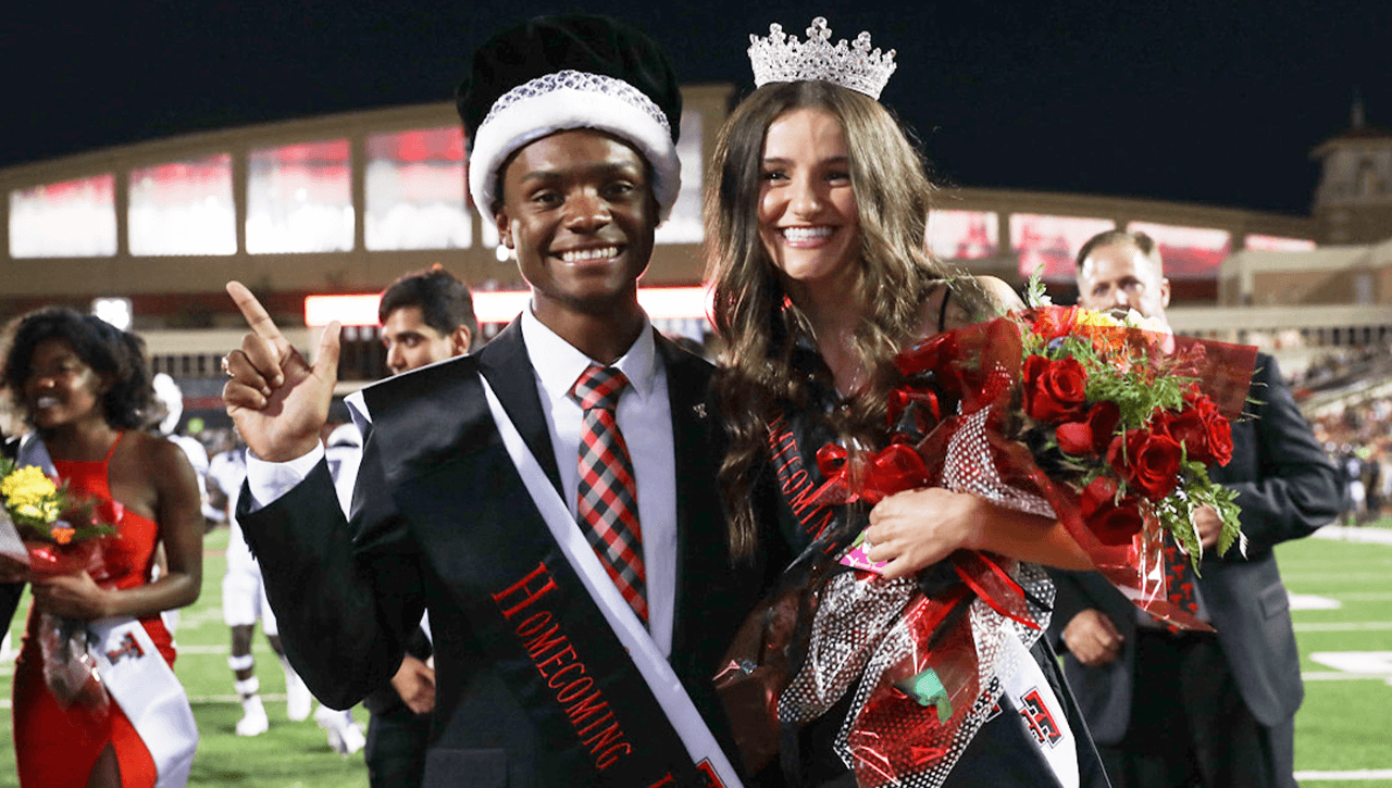 TTU 2021 homecoming king Donovan Stachell, left, and homecoming queen Channing Wicks, right