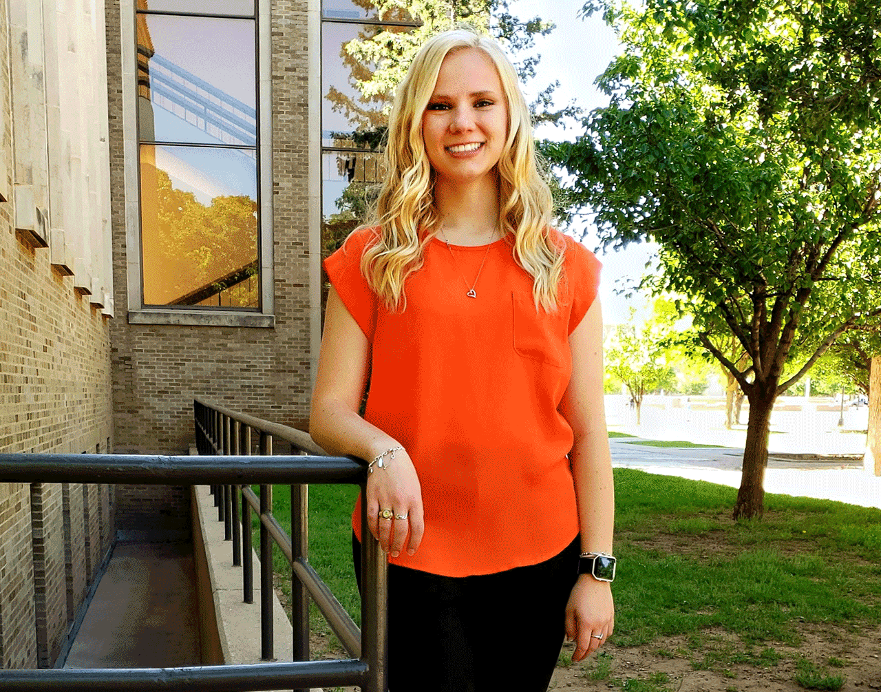 TTU kinesiology major Callie DeWinne; photo by Toni Salama