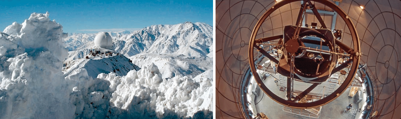 SOAR telescope exterior (left) and interior (right)