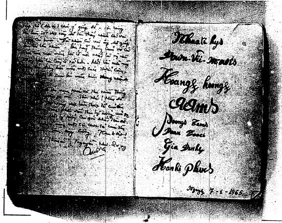black and white image of a recovered diary