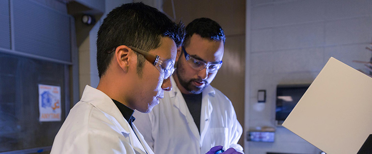 Texas Tech students in a lab