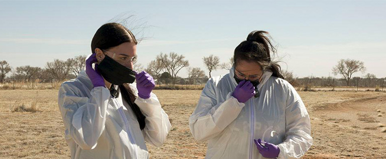 environmental toxicology students in a field
