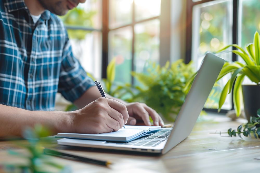 TTU Online Biology Student studying online