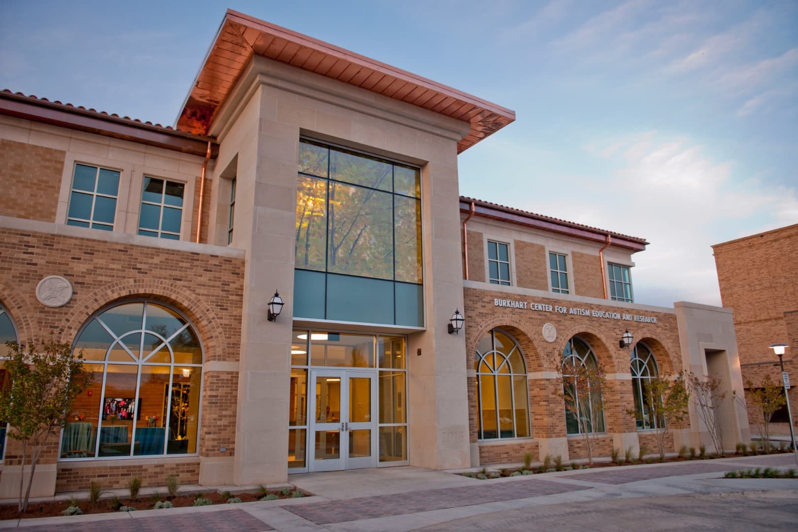 The exterior of the Burkhart Center building