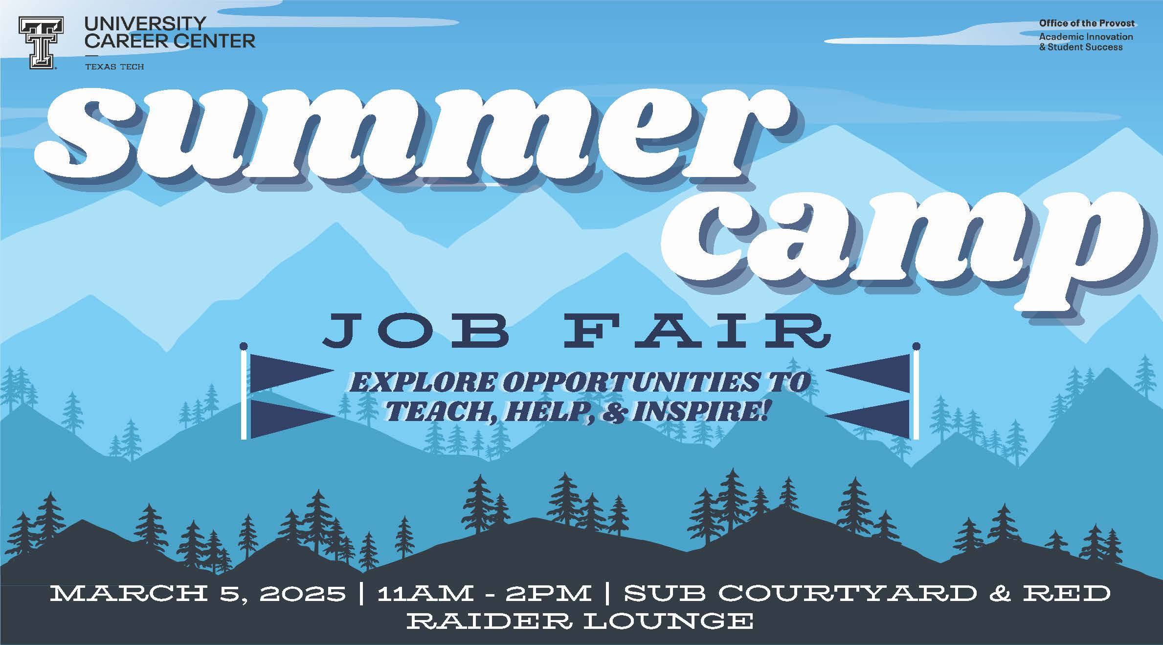 Spring 2025 Summer Camp Job Fair Events University Career Center TTU