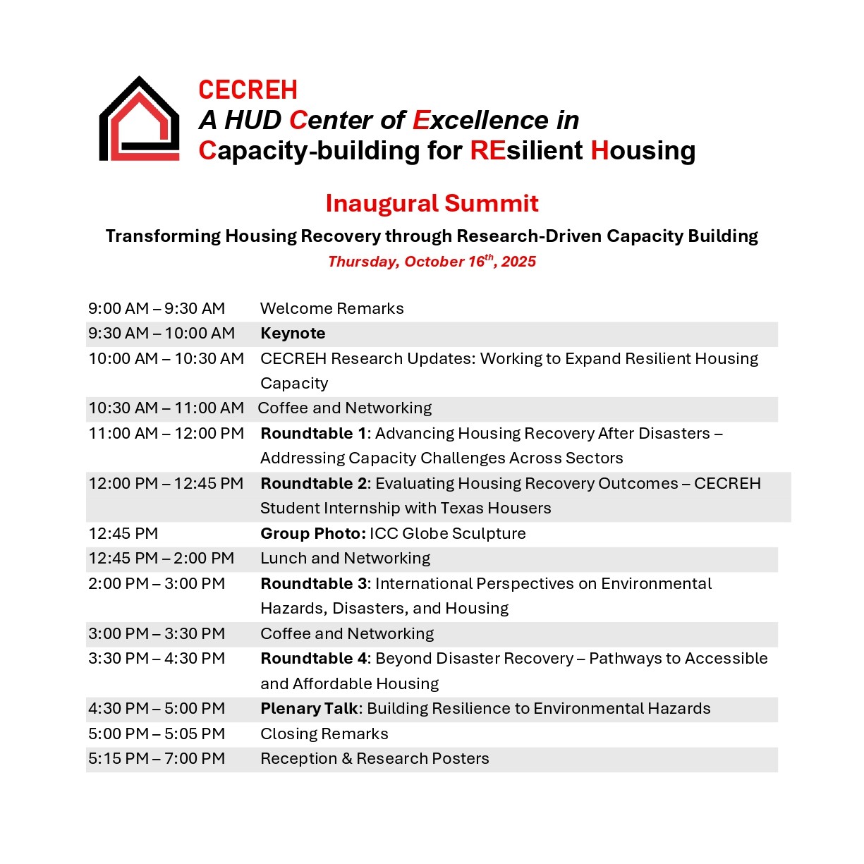 CECREH Inaugural Summit Agenda
