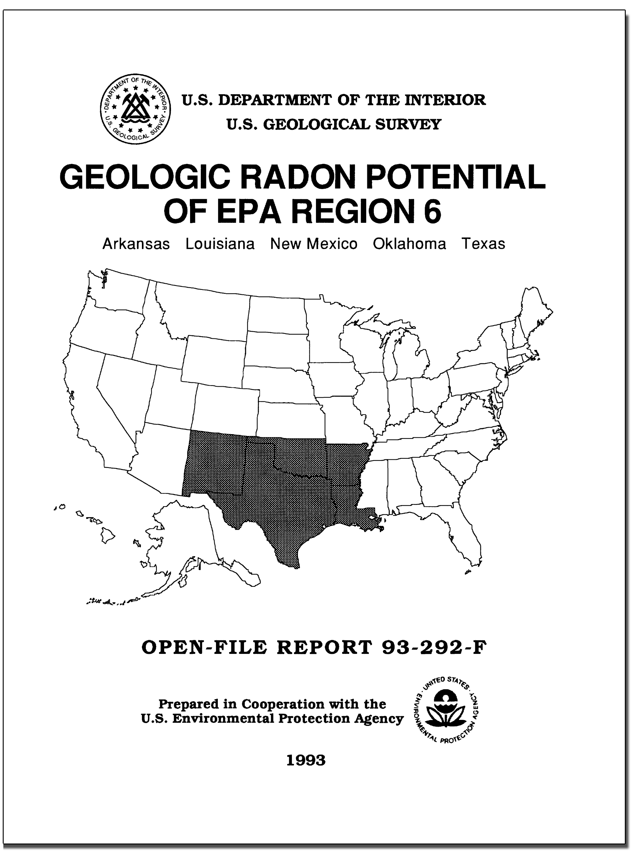 1993 EPA USGS Geologic Radon potential of EPA region 6 texas 