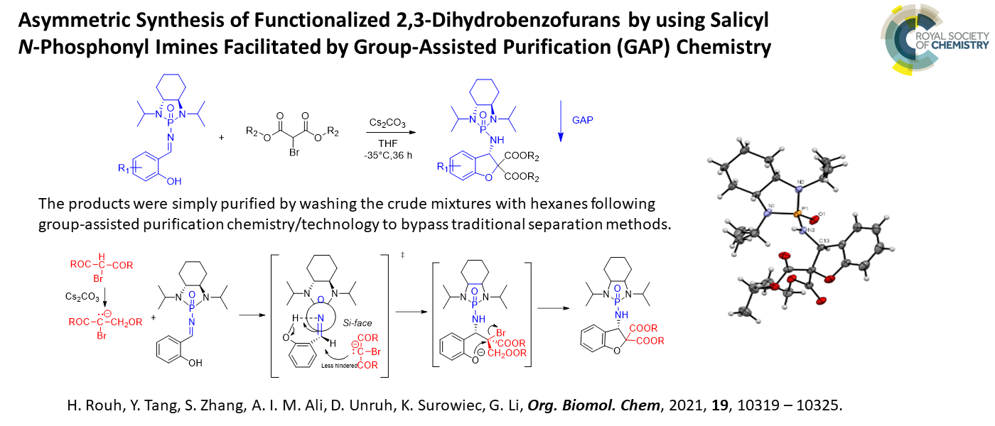 Asymmetric Domino-Annulation Reaction of Chiral Salicyl N- Phosphonyl Imines with Bromomalonates for the Synthesis of Functionalized 2,3-Dihydrobenzofurans Facilitated by Group-Assisted Purification Chemistry