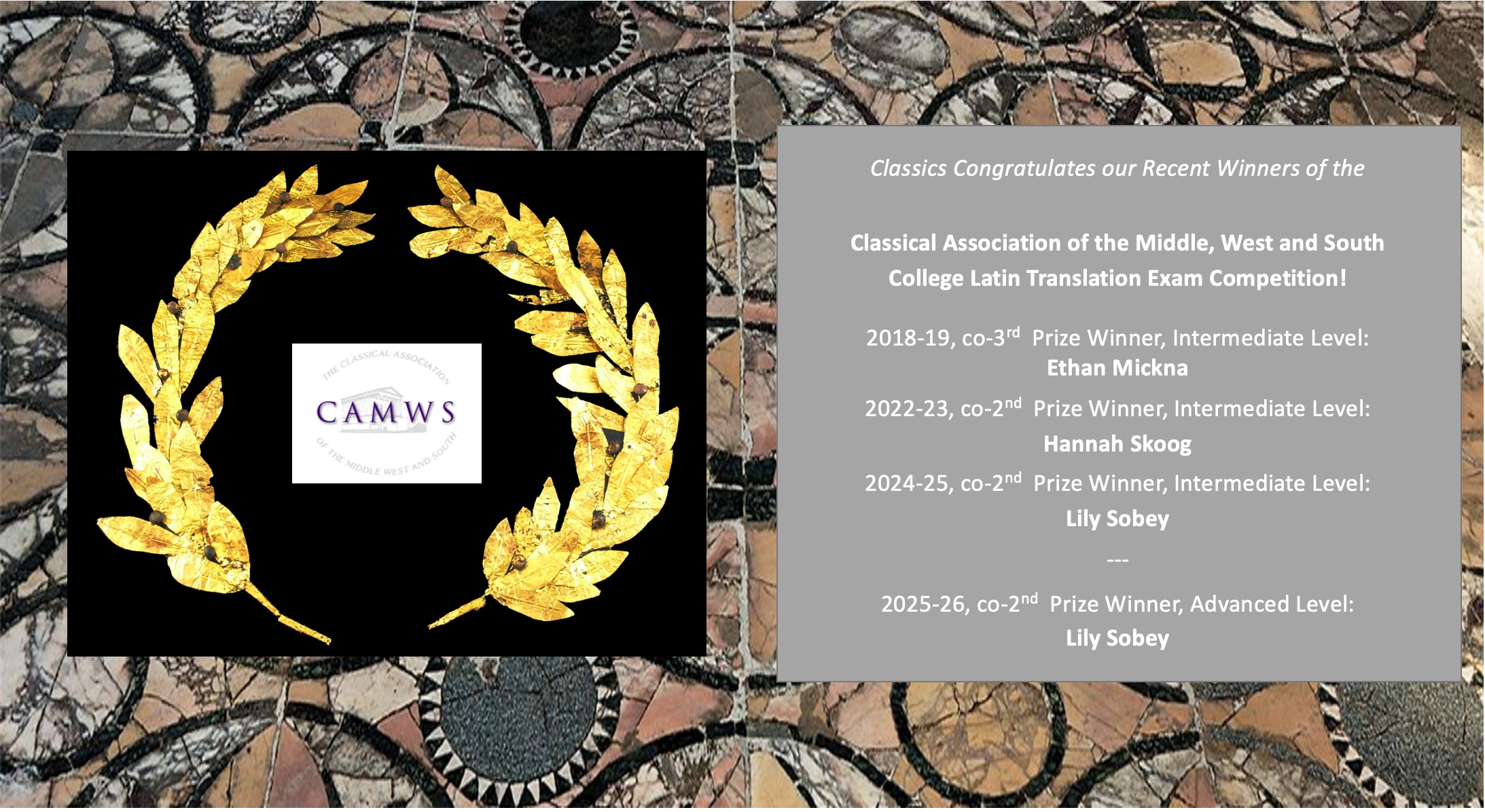 Winners of the CAMWS Awards