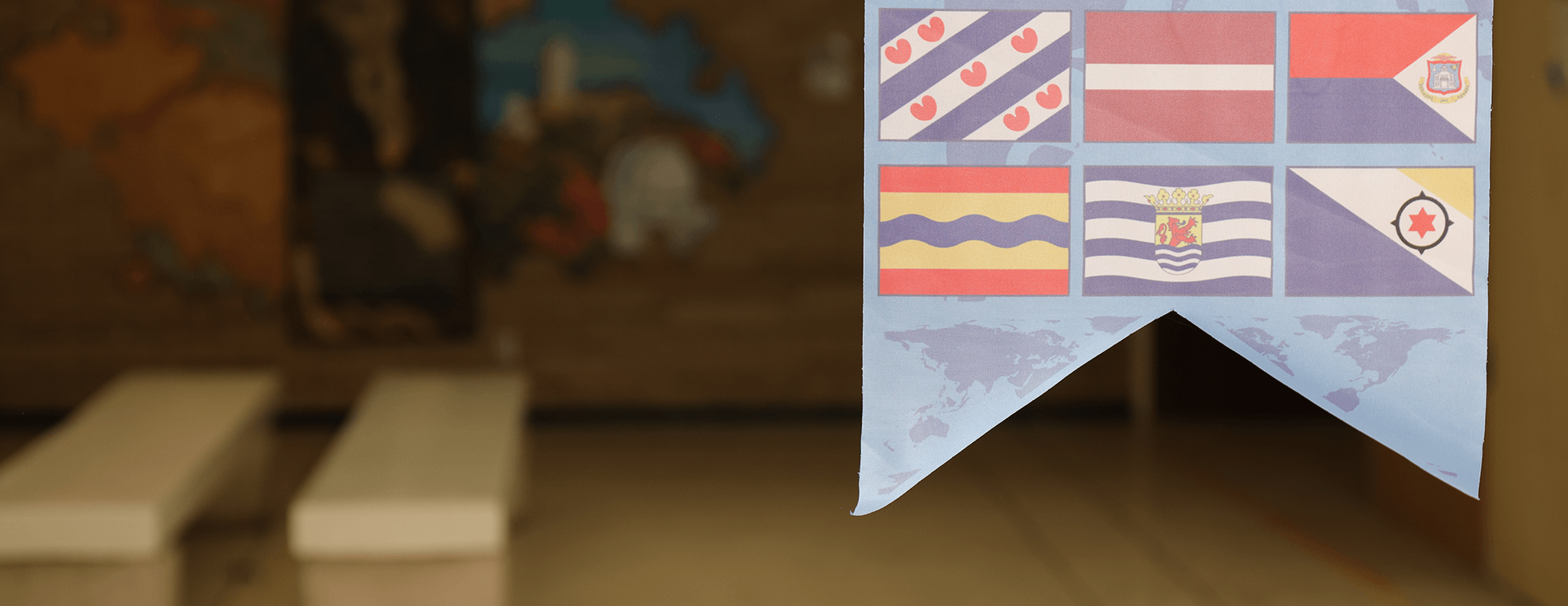 flags made into a banner