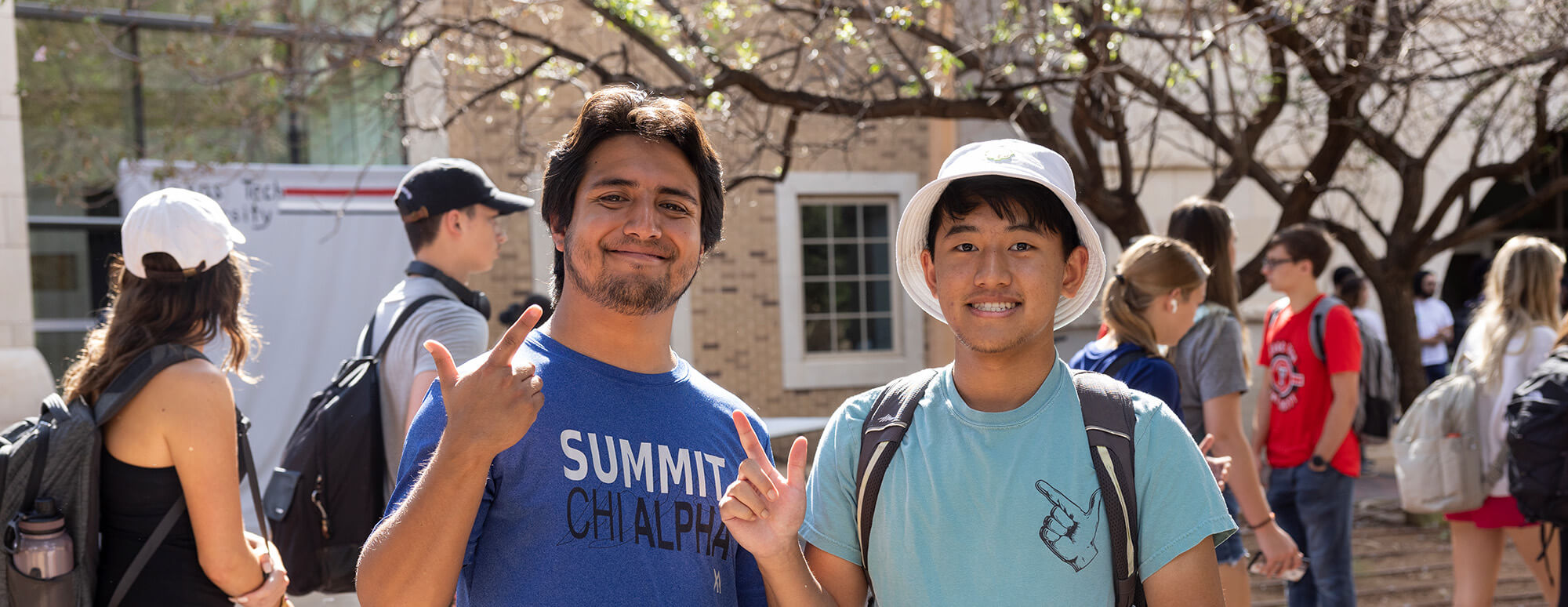 two male Texas Tech students posing for a photo