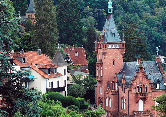 German mansion with a village