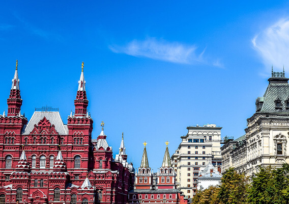 rooftops of traditional Russian buildings