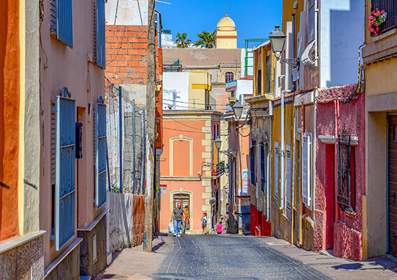 colorful Spanish city dwellings