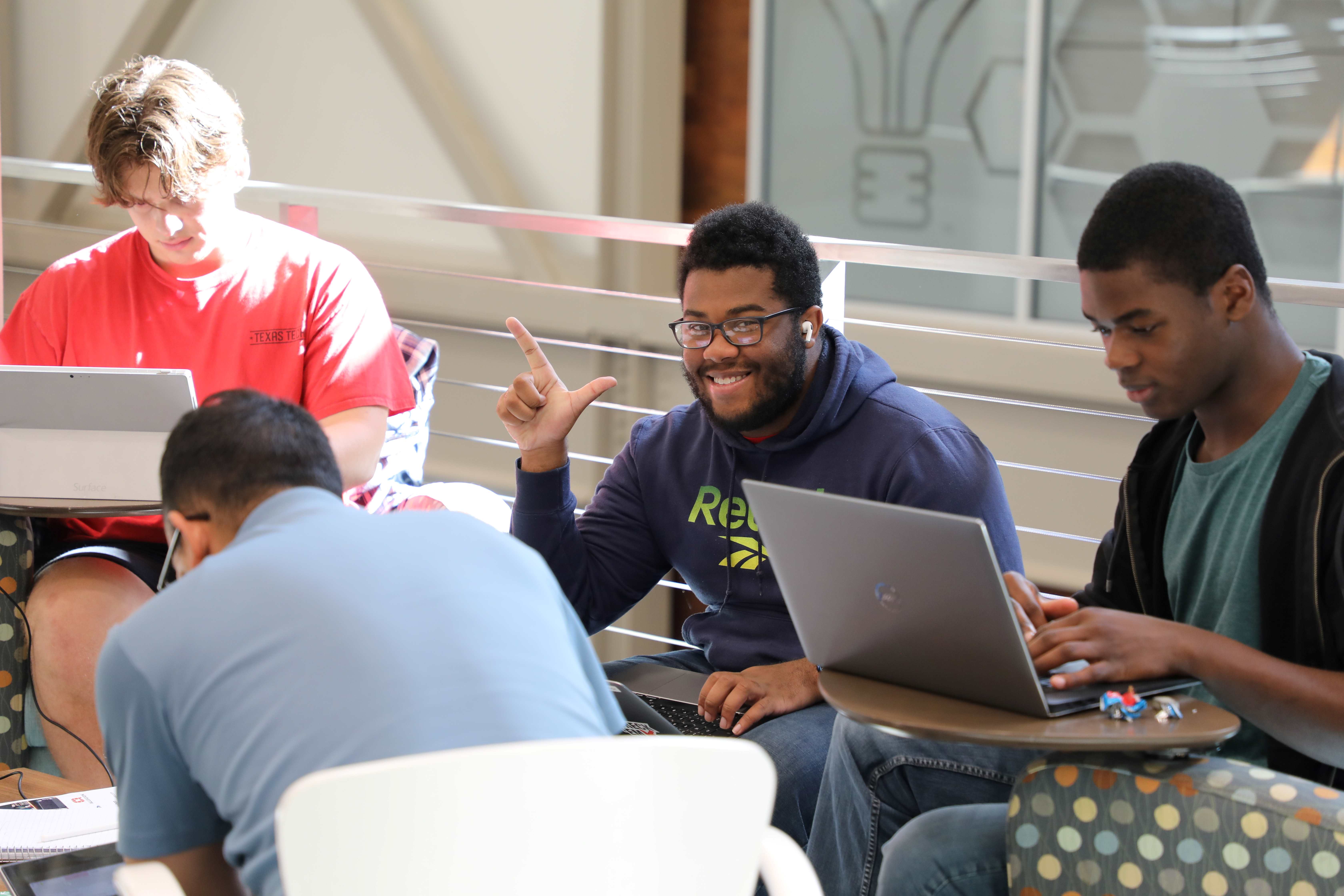 Oliver Johnson, a Computer Science major, at the Hackwxt competition in 2023