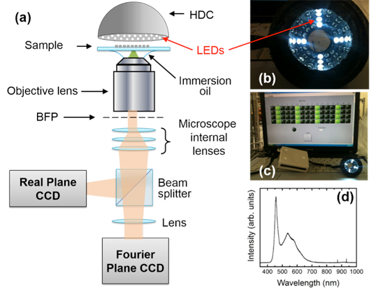 Schematic illustration of the microscope using a hemispherical digital condenser Schematic illustration of the microscope using a hemispherical digital condenser