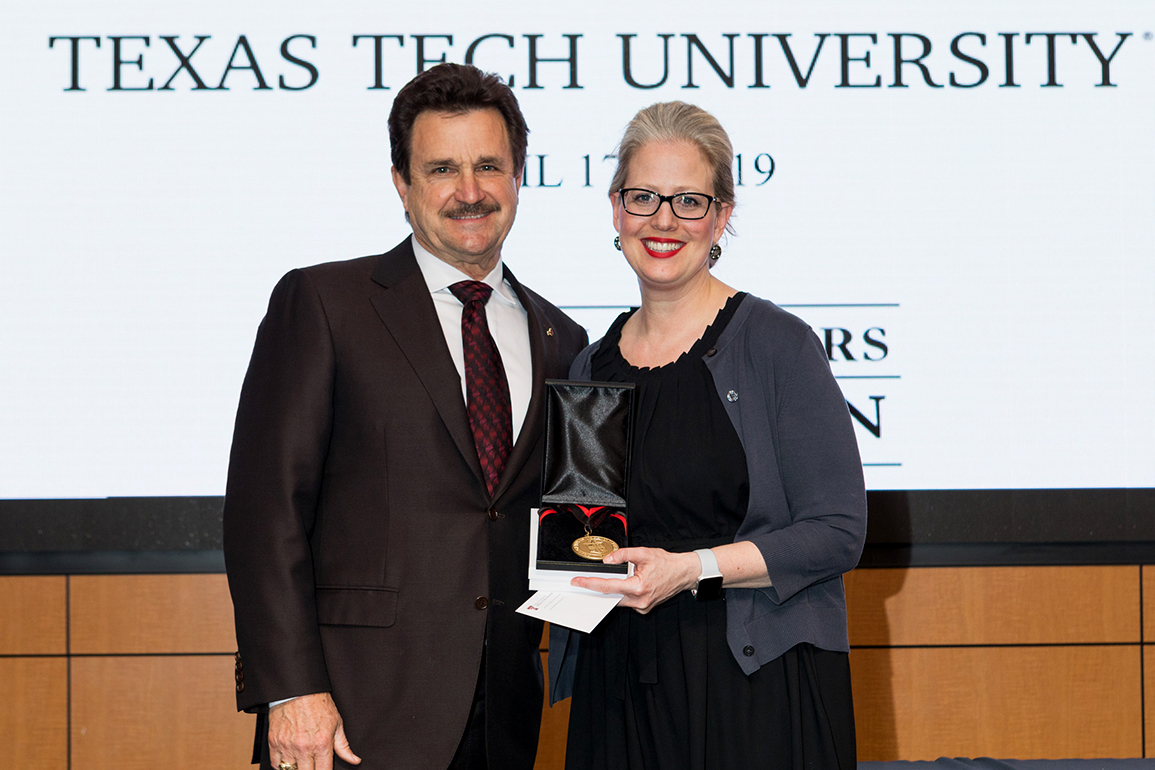 TTU President Lawrence Schovanec and CoMC Faculty Catherine Langford