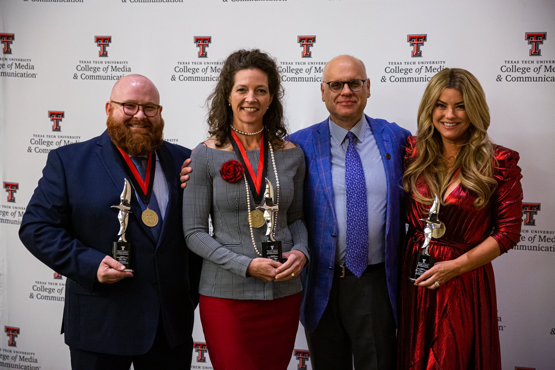 2019 Outstanding Alumni Award Winners Matt Bush, Ginger Nelson, Dean David D. Perlmutter and Anne Hudson