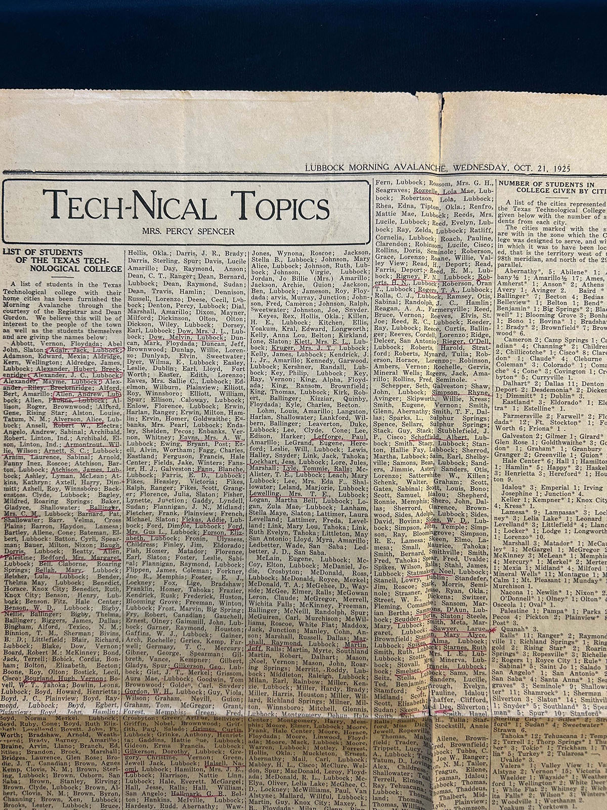 AJ Newspaper clipping 1925 Texas Tech graduating class