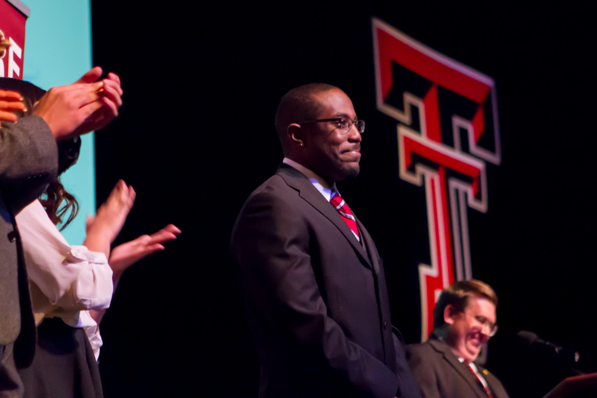 Tyler Johson on stage smiling