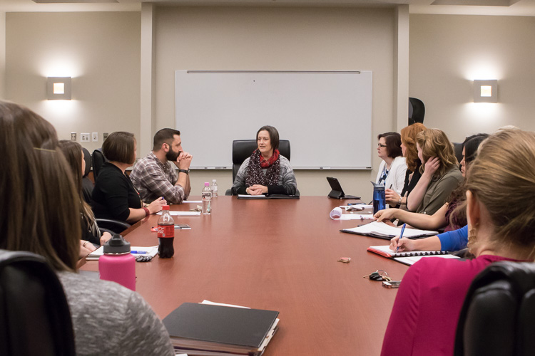 Joyce Zachman speaking to Undergraduate Affairs