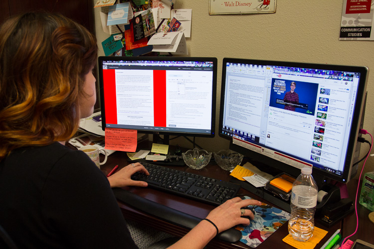 Cameron watching YouTube on her computer