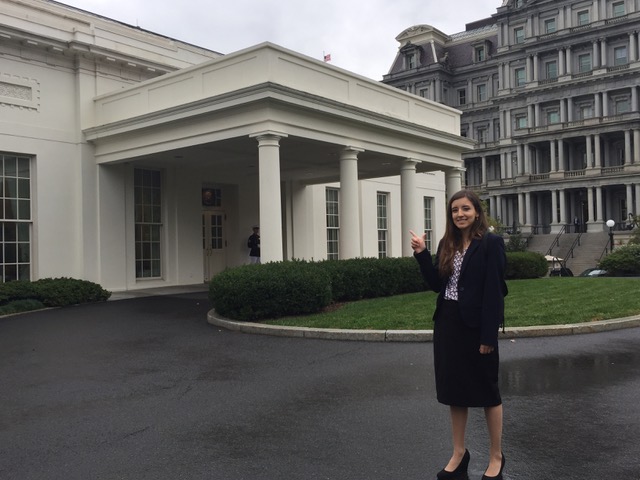 Amy Olivarez in front of the White House