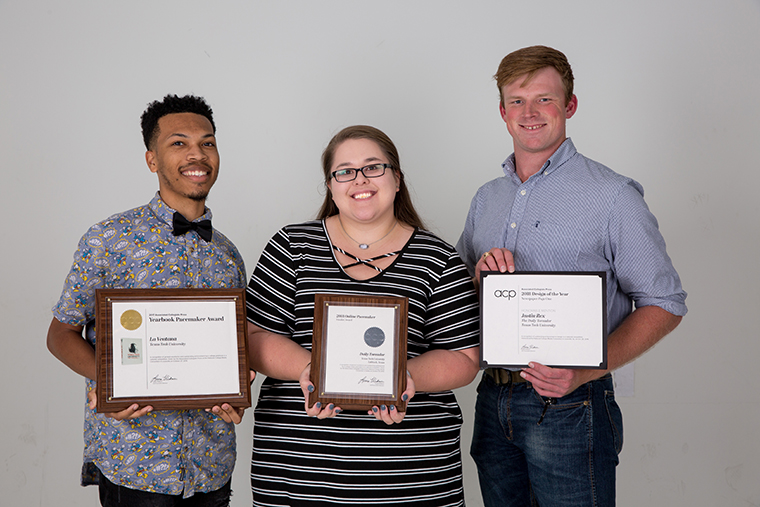 Group photo of students representing Toreador Media at national college media awards