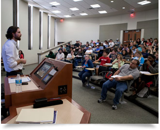 Jerod Foster in front of class