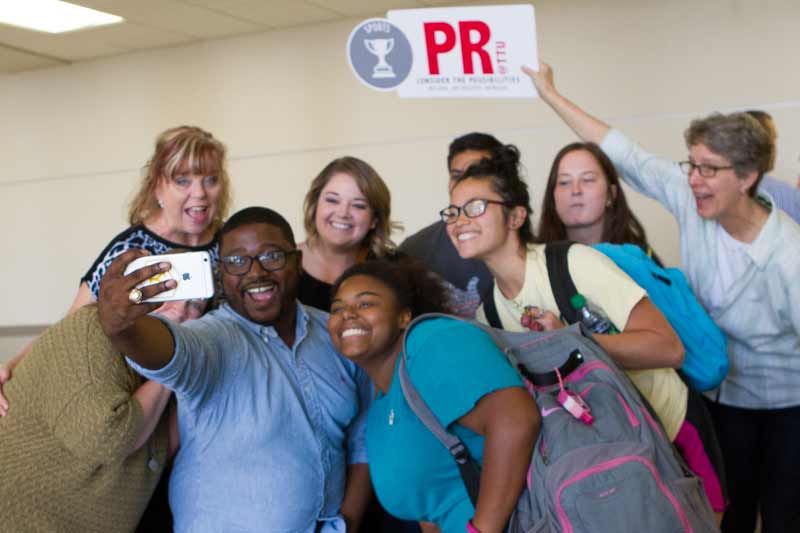 Public Relations students taking a selfie