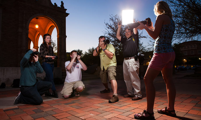 Group photoshoot at night