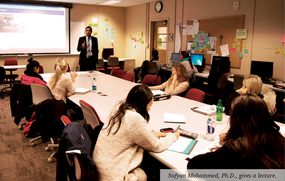 Sufyan Mohammed, Ph.D., gives a lecture