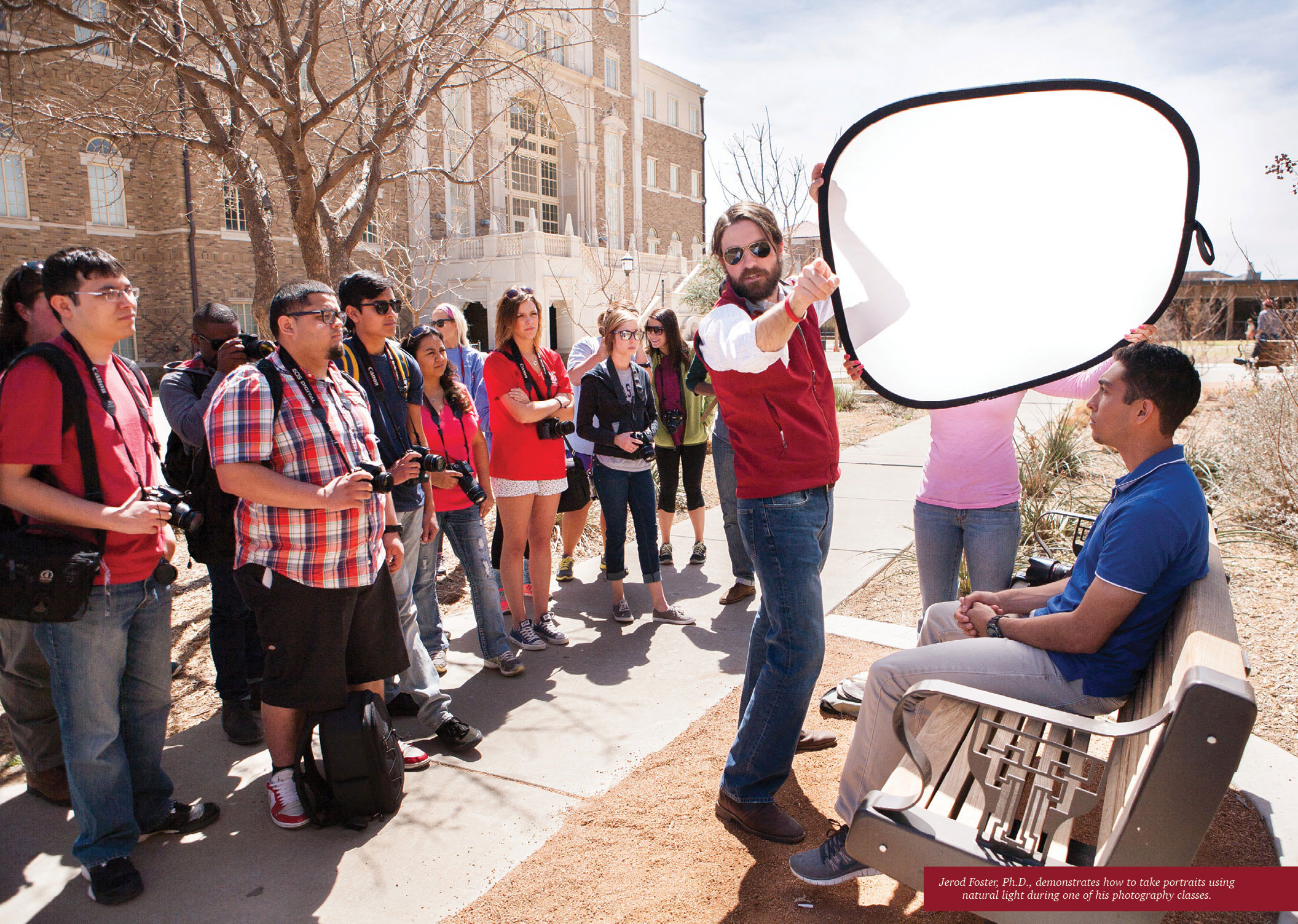 Jerod Foster teaching class outside about reflectione