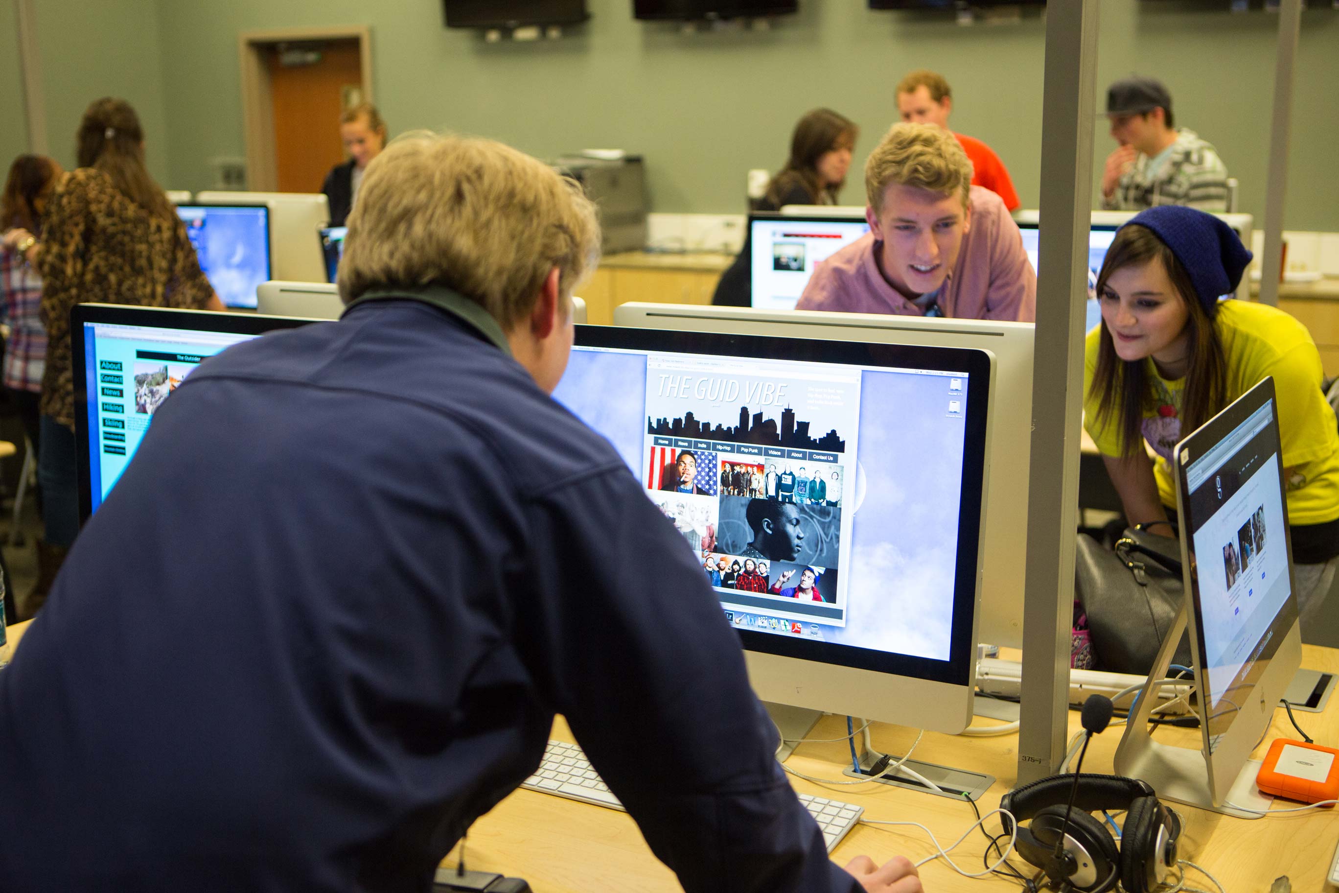 Students working on websites