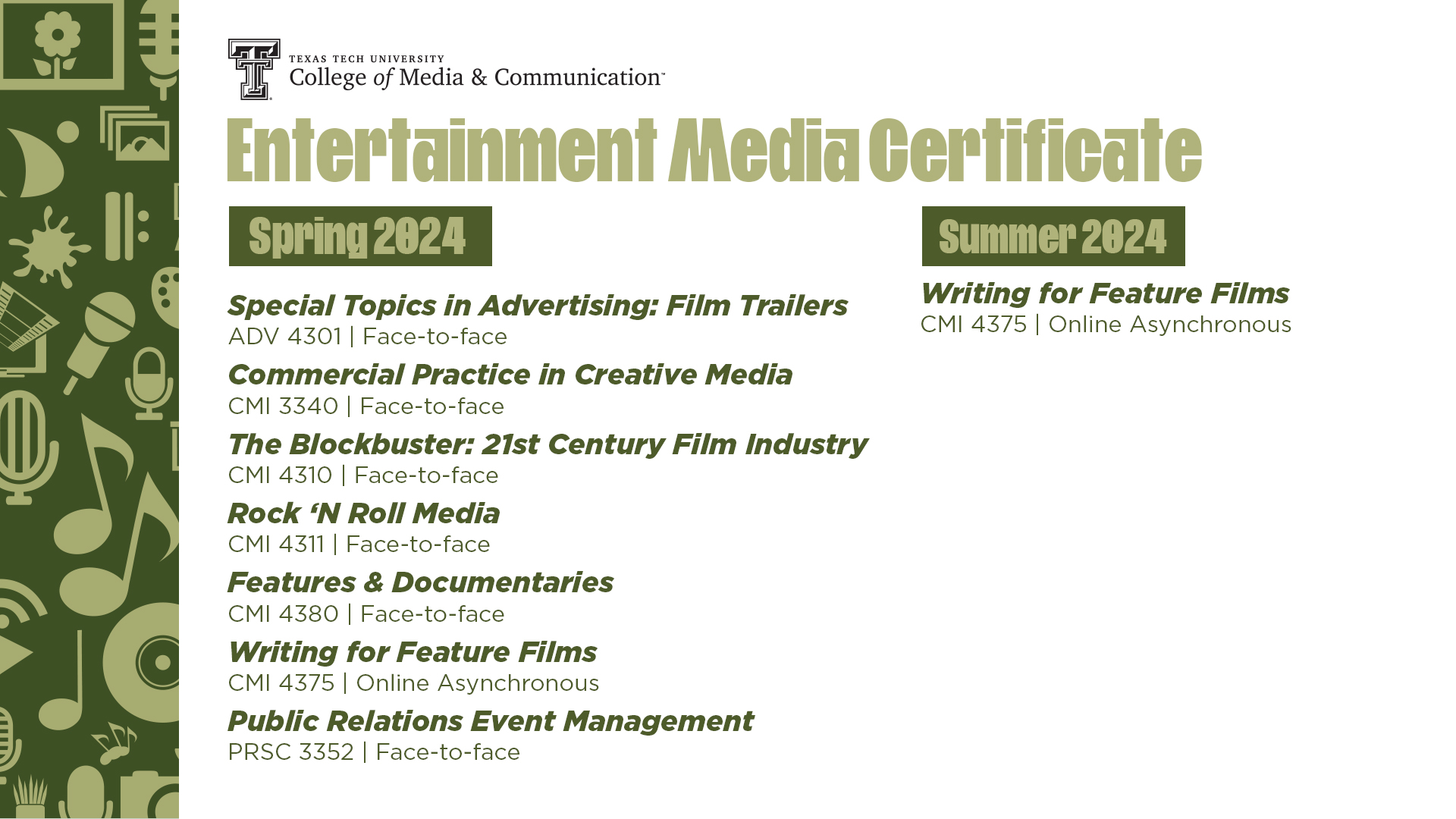 Entertainment Media Certificate