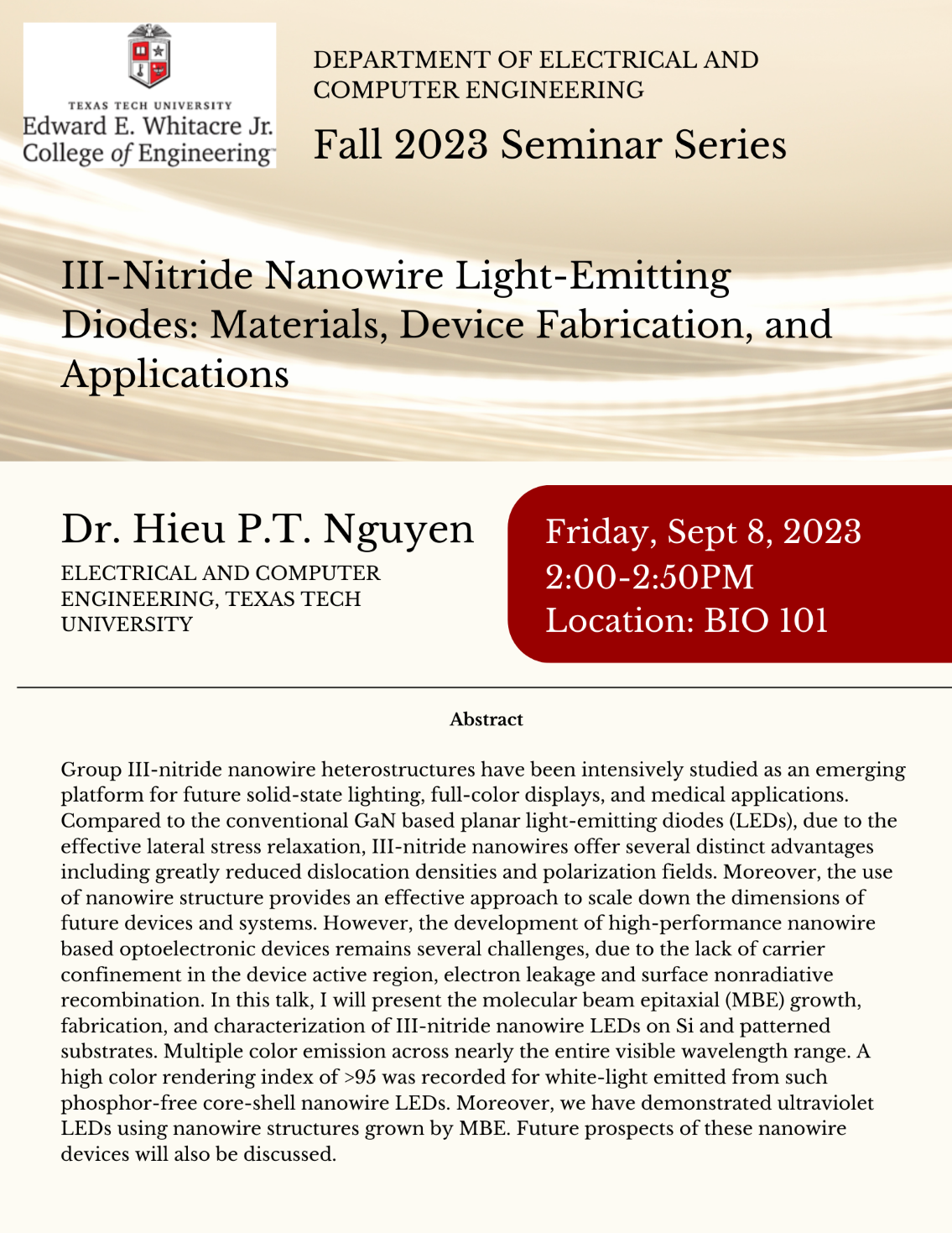 III-Nitride Nanowire Light-Emitting Diodes: Materials, Device Fabrication, and Applications