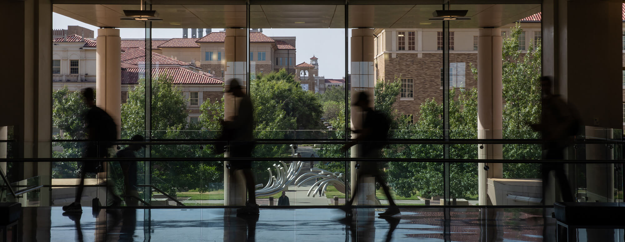 Texas Tech student walking in the halls